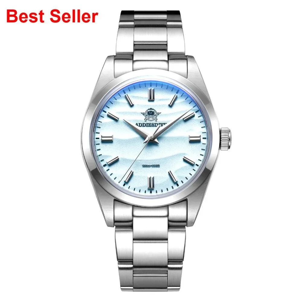 36mm Stainless Steel Watch with VH31 Movement Waterproof 100m